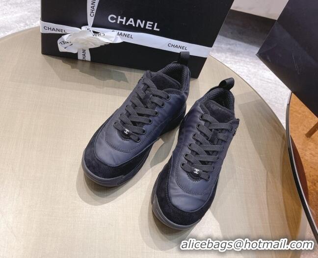 Perfect Chanel Nylon and Suede Sneakers G38035 Black 2021