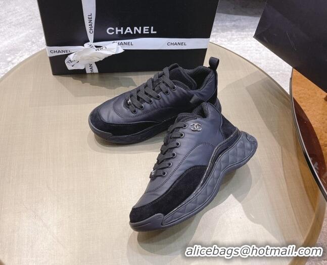 Perfect Chanel Nylon and Suede Sneakers G38035 Black 2021