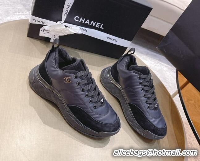 Perfect Chanel Nylon and Suede Sneakers G38035 Black 2021