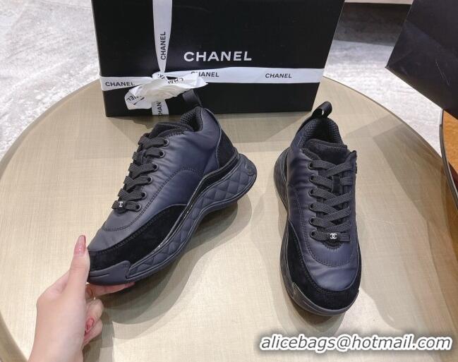 Perfect Chanel Nylon and Suede Sneakers G38035 Black 2021