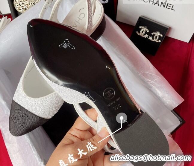 Classic Hot Chanel Glitter Open Shoes Pumps G37594 White 2021