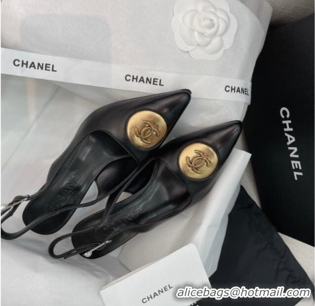 Top Grade Chanel Vintage Lambskin Slingback Pumps 8cm 070829 Black 2021