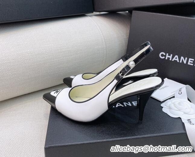 Luxury Chanel Vintage Lambskin Slingback Pumps 8cm 070832 White 2021