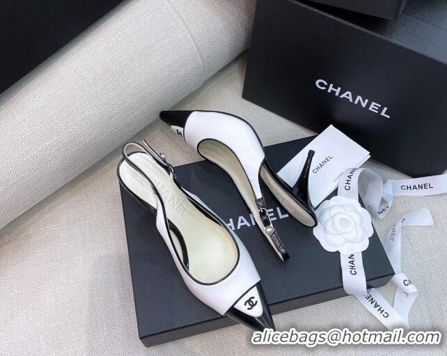 Luxury Chanel Vintage Lambskin Slingback Pumps 8cm 070832 White 2021