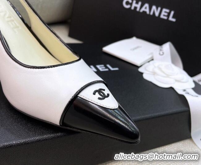 Luxury Chanel Vintage Lambskin Slingback Pumps 8cm 070832 White 2021