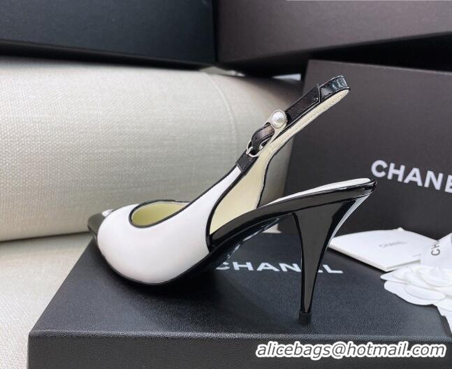 Luxury Chanel Vintage Lambskin Slingback Pumps 8cm 070832 White 2021