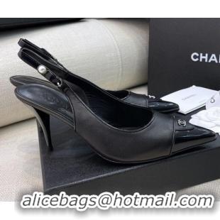 Unique Ladies Chanel Vintage Calfskin Slingback Pumps 8cm 070834 Black