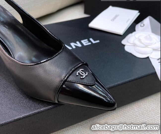 Unique Ladies Chanel Vintage Calfskin Slingback Pumps 8cm 070834 Black