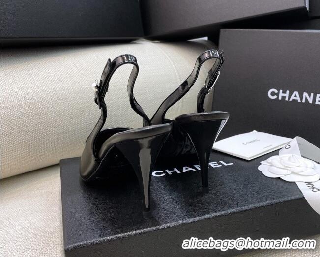 Unique Ladies Chanel Vintage Calfskin Slingback Pumps 8cm 070834 Black