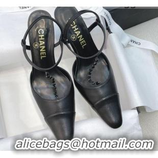 Good Product Chanel Vintage Lambskin Chain Slingback Pumps 8cm 070840 Black 2021