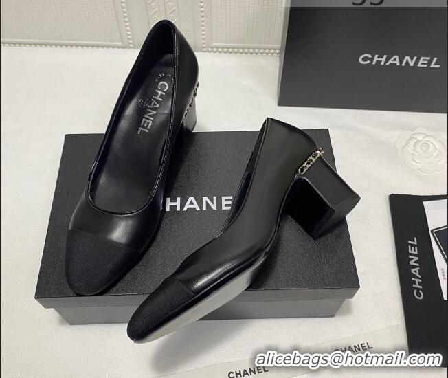 Best Product Chanel Laminated Lambskin Chain Pumps 6cm G37164 Black 2021