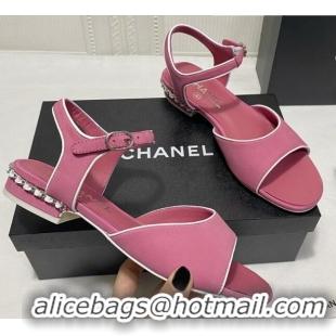 Best Luxury Chanel Matte Velvet Calfskin Chain Sandals 2cm G37172 Pink 2021