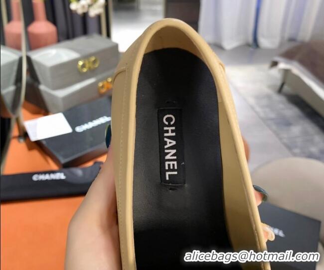 Top Quality Chanel Calfskin CC Chain Loafers 071211 Beige 2021 