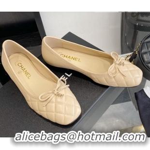 Most Popular Chanel Quilted Leather Bow CC Loafers 071216 Nude 2021