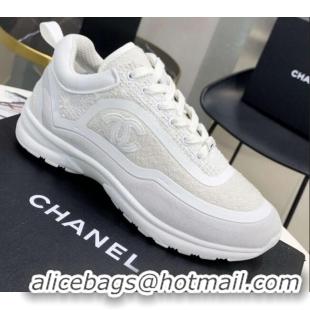 New Design Chanel Tweed Sneakers G37122 White 01 2021