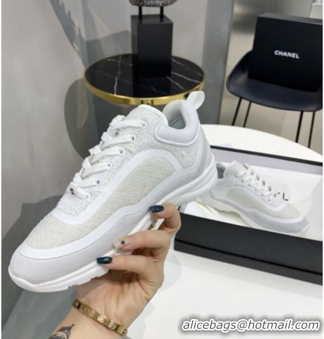 New Design Chanel Tweed Sneakers G37122 White 01 2021