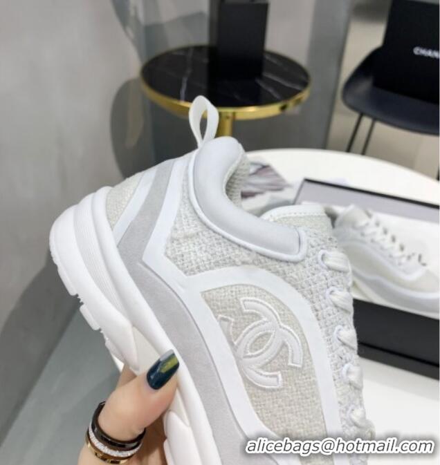 New Design Chanel Tweed Sneakers G37122 White 01 2021