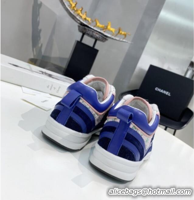 Custom Chanel Tweed Sneakers G37122 Blue