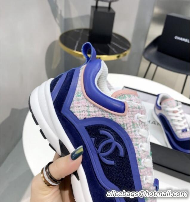 Custom Chanel Tweed Sneakers G37122 Blue