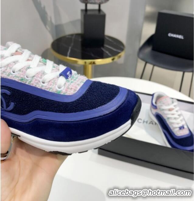 Custom Chanel Tweed Sneakers G37122 Blue