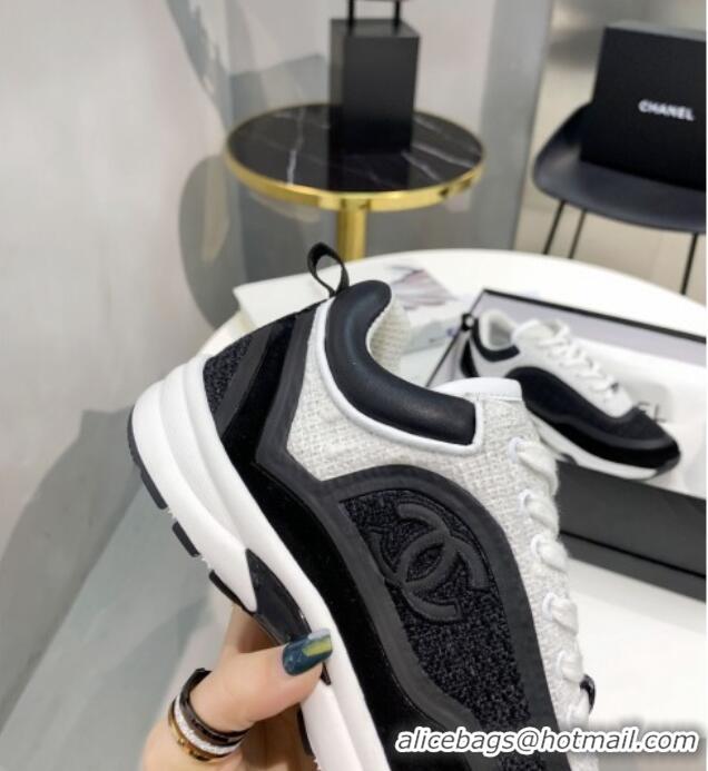 Top Quality Chanel Tweed Sneakers G37122 Black/White