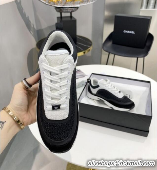 Top Quality Chanel Tweed Sneakers G37122 Black/White