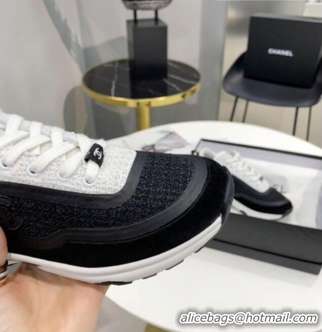 Top Quality Chanel Tweed Sneakers G37122 Black/White