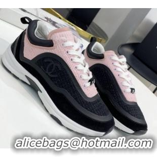 Popular Chanel Tweed Sneakers G37122 Black/Pink