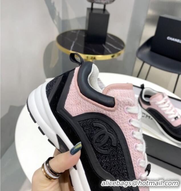 Popular Chanel Tweed Sneakers G37122 Black/Pink