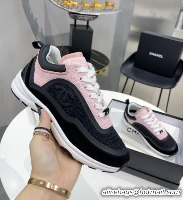 Popular Chanel Tweed Sneakers G37122 Black/Pink