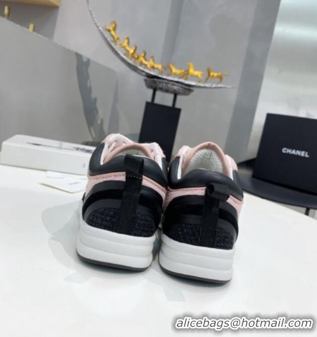 Popular Chanel Tweed Sneakers G37122 Black/Pink