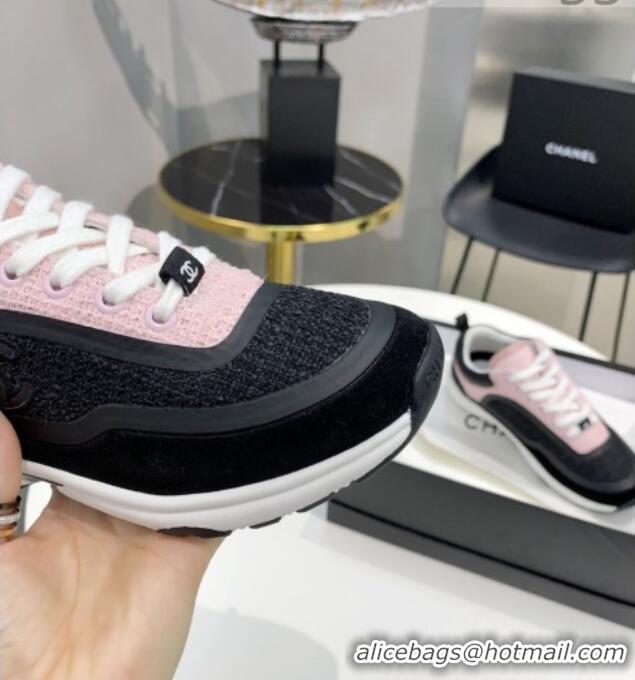 Popular Chanel Tweed Sneakers G37122 Black/Pink