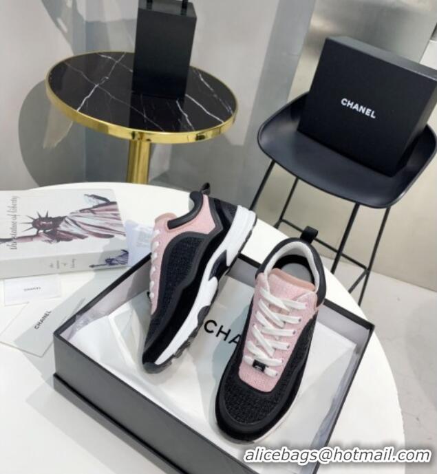 Popular Chanel Tweed Sneakers G37122 Black/Pink