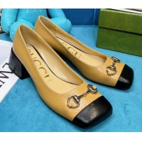 Lowest Cost Gucci Matte Stone-Embossed Calfskin Pumps 2.5cm with Horsebit 043001 Beige 2021