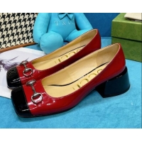 Most Popular Gucci Patent Leather Pumps 2.5cm with Horsebit 043004 Red 2021