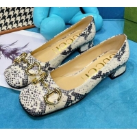 Low Price Gucci Python Print Leather Heeled Pumps 2.5cm with Horsebit 043013 2021