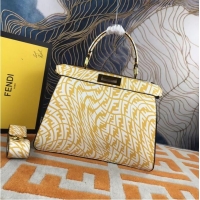 Famous Brand Fendi PEEKABOO ISEEU MEDIUM Yellow and white FF Vertigo leather bag 8BN321AGK