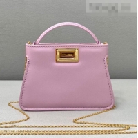 Discount Fendi Leather Nano Pico Peekaboo Bag Charm FD8385 Lilac Pink 2021