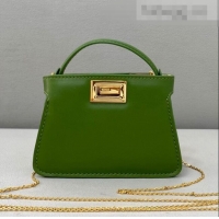 Famous Brand Fendi Leather Nano Pico Peekaboo Bag Charm FD8385 Green 2021