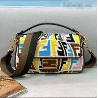 Inexpensive Fendi Baguette Medium Bag in FF Fish-Eye Embroidered Canvas FD8381 Multicolor 2021