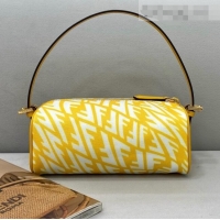 Top Grade Fendi FF Vertigo Canvas Rolling Mini Shoulder Bag FD8377 Yellow 2021