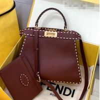 New Fashion Fendi Medium Peekaboo ISeeU Bag in Stitching Full Grain Leather FD0203 Brown 2021