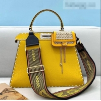 Top Grade Fendi Medium Peekaboo ISeeU Bag in Stitching Full Grain Leather FD0203 Yellow 2021