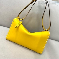 Famous Brand Fendi Triangle Mini Bag in Stitching Leather 8388 Yellow 2021