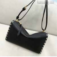 New Fashion Fendi Triangle Mini Bag in Stitching Leather 8388 Black 2021