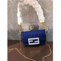 Top Quality Fendi mini BAGUETTE cotton bag F6550 blue