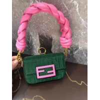 Top Quality Fendi mini BAGUETTE cotton bag F6550 green