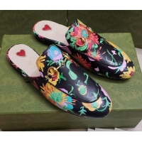 Best Grade Gucci Flora Print Princetown Slipper 043046 Black 2021