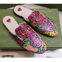 Comfortable Gucci Flora Print Princetown Slipper 043047 Pink 2021