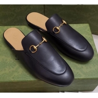 Low Price Gucci Leather Princetown Slipper with Horsebit 043049 Black 2021